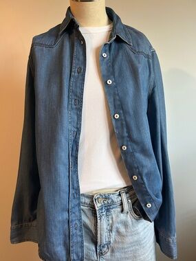 Massimo Dutti Washed Blue Denim Shirt Jacket
